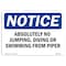 Signmission OSHA Notice Sign, 18" H, Rigid Plastic, Absolutely No Jumping Diving Or Swimming Sign, Landscape OS-NS-P-1824-L-10033 - alternate 1